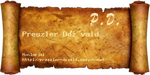 Preszler Dévald névjegykártya